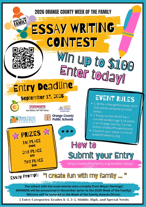 Week of the Family Essay Contest Flier